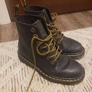 Dr. Martens Black Boots with Yellow Laces